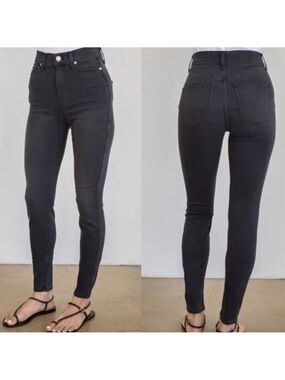 AYR The Riser High Rise Charcoal Gray/Light Black Stretch Skinny Jeans 27x28